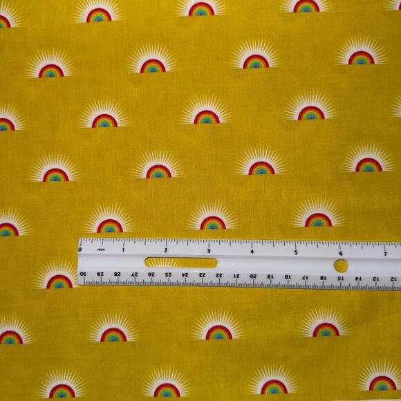 Free Spirit Tula Pink Daydreamer Sundaze Yellow Pineapple - 1 Yard - Rainbow - Picture 9 of 9